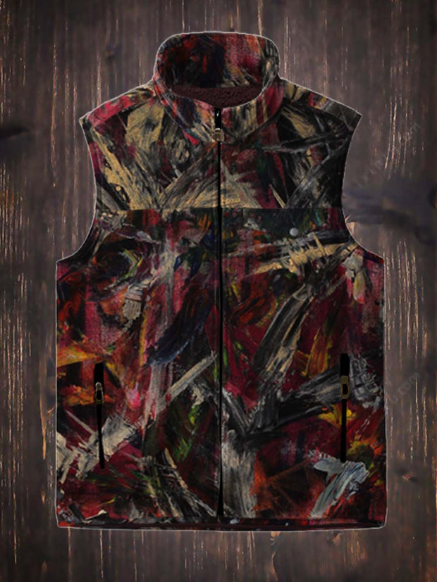 Men's fashion cool abstract art printed flannel vest