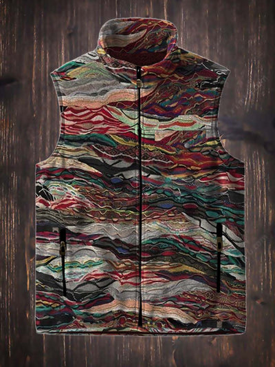 Men's fashion abstract color art print flannel vest