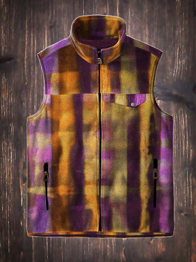 Men's fashion abstract color texture print flannel vest