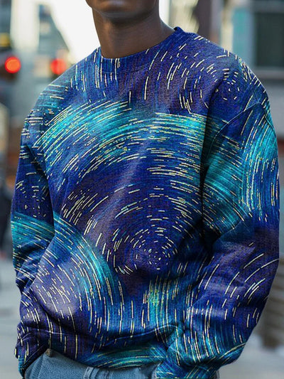 Blue Art Rendering Abstract Lines Casual Sweatshirt