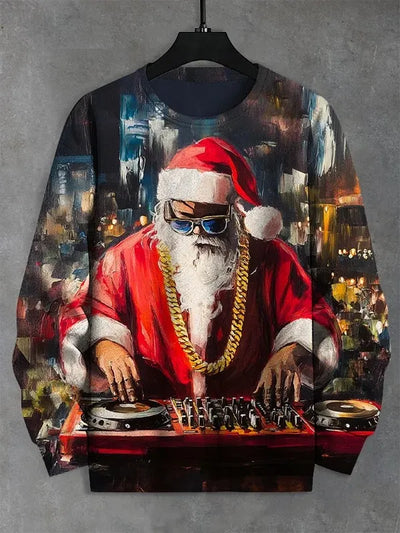 Christmas Art Painting Print Knit Sweatshirt