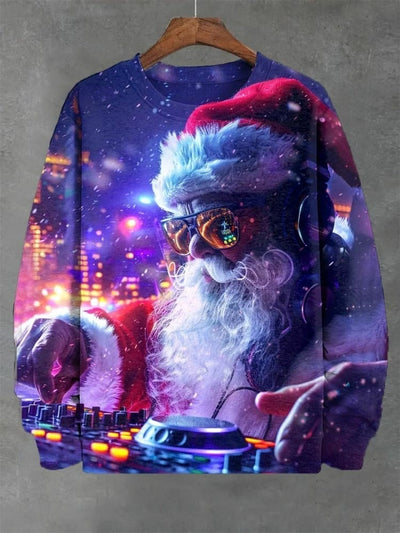 Christmas Santa Claus DJ Vinyl Record Music Print Casual Sweatshirt