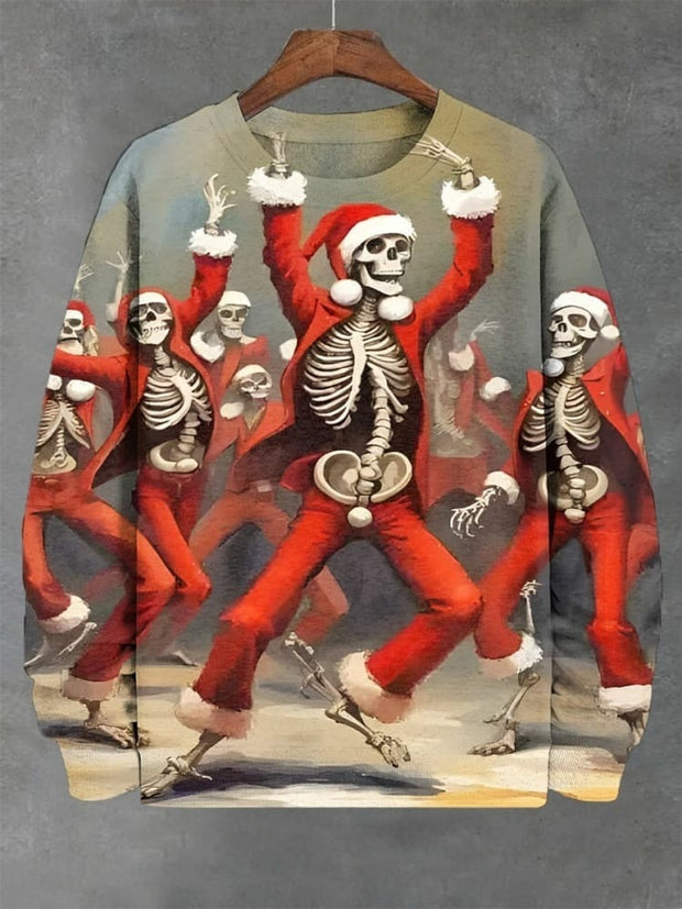 Christmas Skull Fun Art Print Casual Sweatshirt