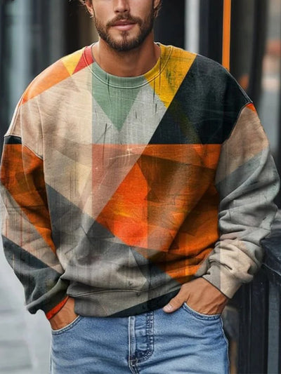 Colorful Square Slice Print Casual Sweatshirt