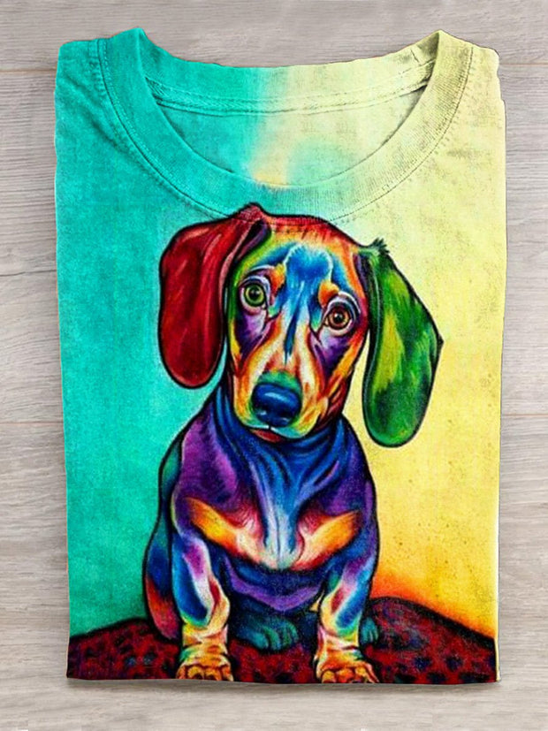 Dogs Art Print Casual T-Shirt