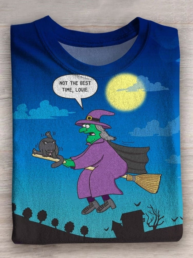 Funny Halloween Witch Art Print Casaul Short Sleeve T-Shirt