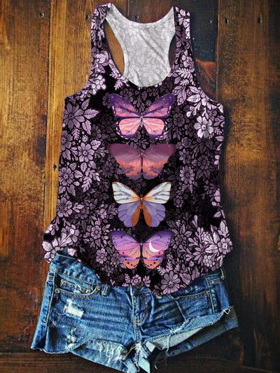 Women's Summer Butterfly and Flowers Printed Vest