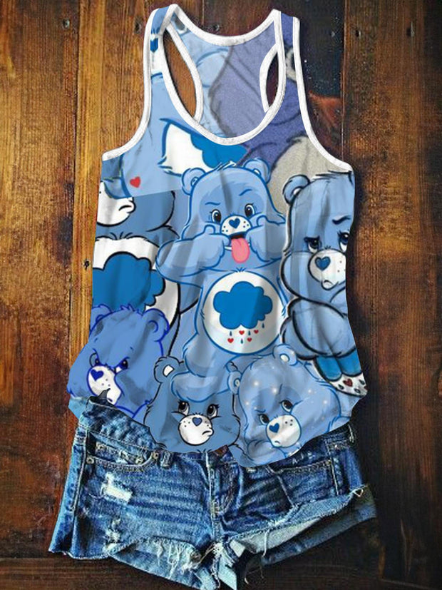 Women's Summer Cute Cartoon Bear Printed Sleeveless Vest