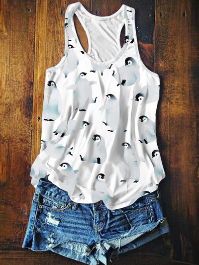 Women's Summer Cute Penguin Print Sleeveless Vest