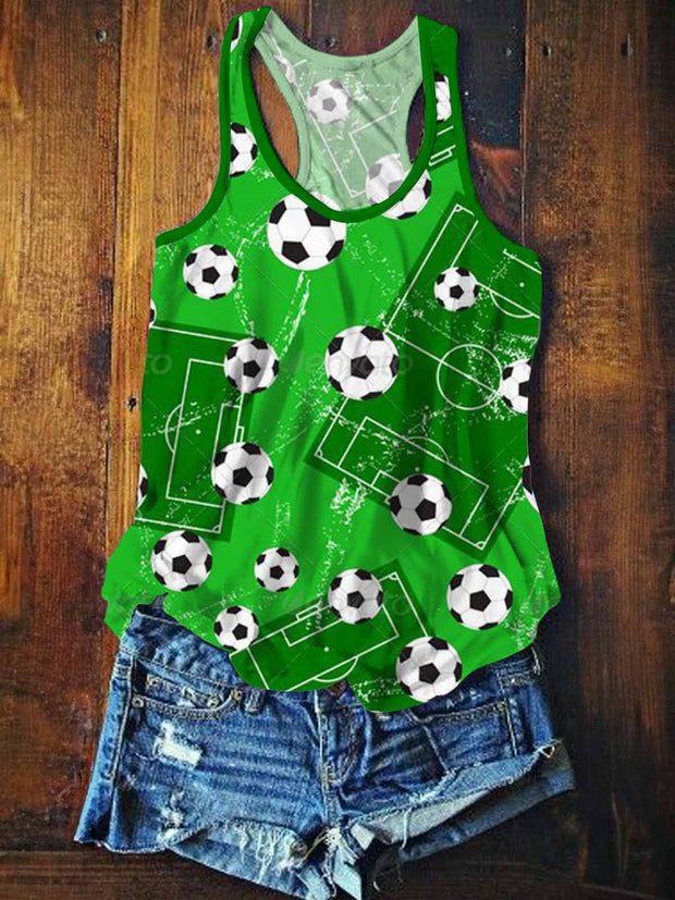 Women's Summer Football Print Sleeveless Tank Top