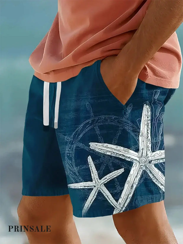 Anchor Nautical Coastal Art Print Shorts