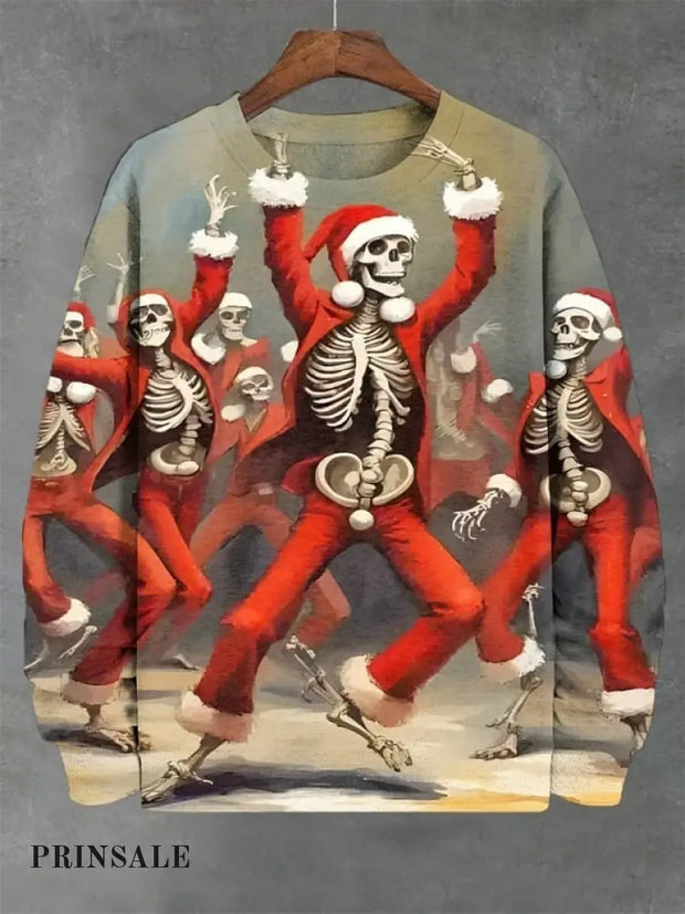 Christmas Skull Fun Art Print Casual Sweatshirt