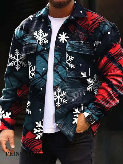 Christmas Snow Abstract Art Printed Cardigan Coat Flower Color / S