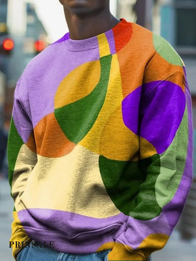 Colorful Abstract Geometric Painting Print Casual Sweatshirt