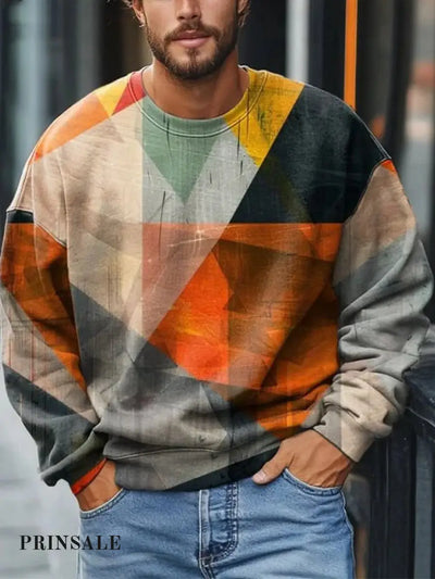 Colorful Square Slice Print Casual Sweatshirt