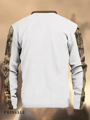 Cowboy Pattern Printed Western Village Hunting Logo Zipper Fur Collar V-Neck Thick Sweatshirt