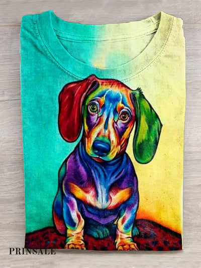 Dogs Art Print Casual T-Shirt Multicolor / S T-Shirts