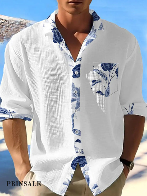 Men’s Beach Hawaiian Shirts White / S