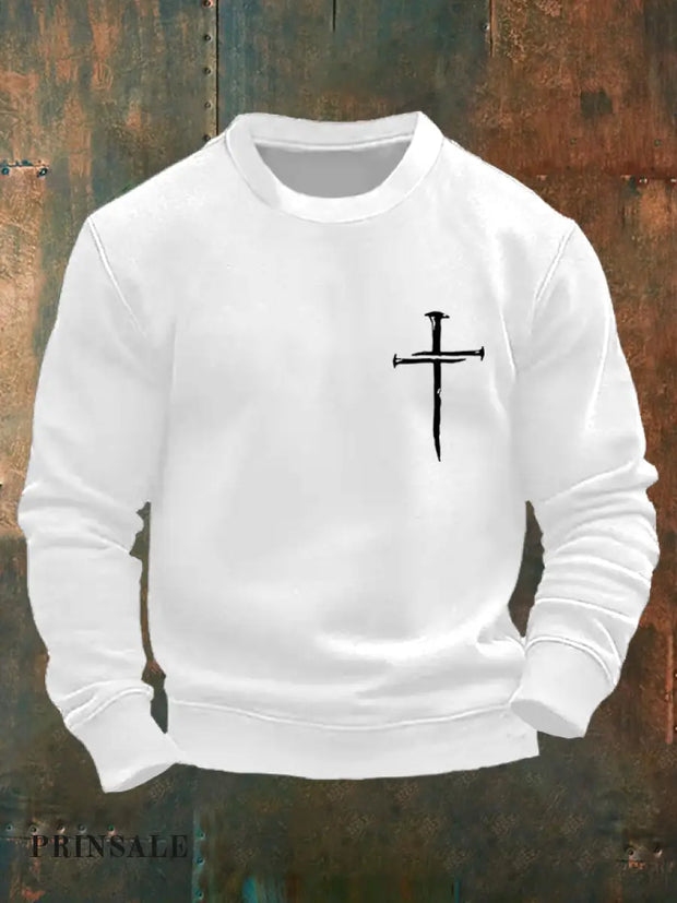 Men’s Cross Faith Christian Casual Sweatshirt White / S