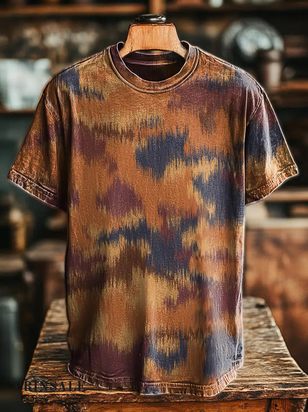 Men’s Retro Abstract Camouflage Print Casual Short Sleeve T-Shirt Colorful / S