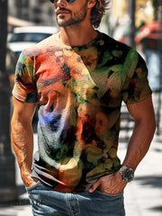 Men’s Retro Colorful Light Art Print Casual Short Sleeve T-Shirt Colorful / S