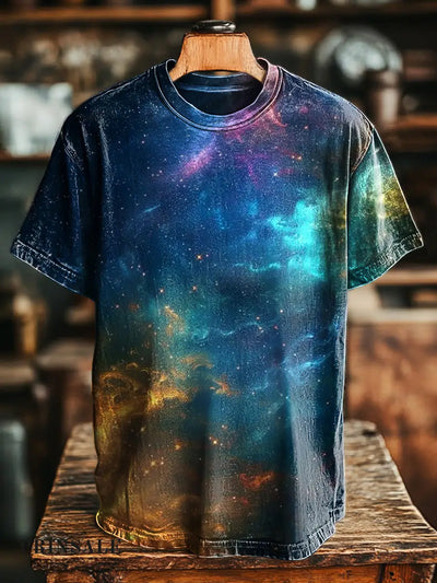 Men’s Retro Mystic Star Print Casual Short Sleeve T-Shirt Colorful / S