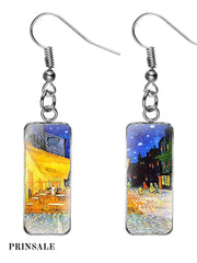 Oil Painting Rectangle Pendant Earrings 6 / One Size Acc