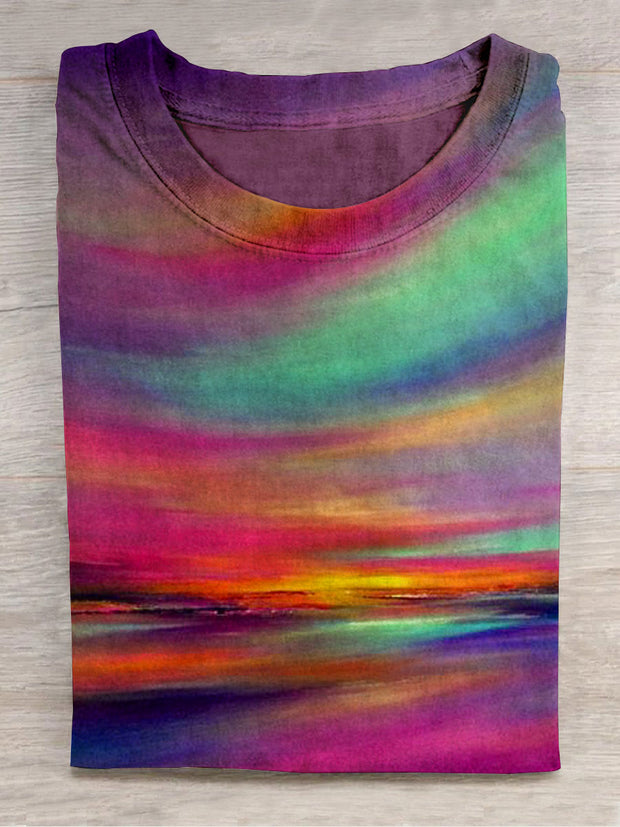 Unisex Colorful Landscape Abstract Print Design T-Shirt