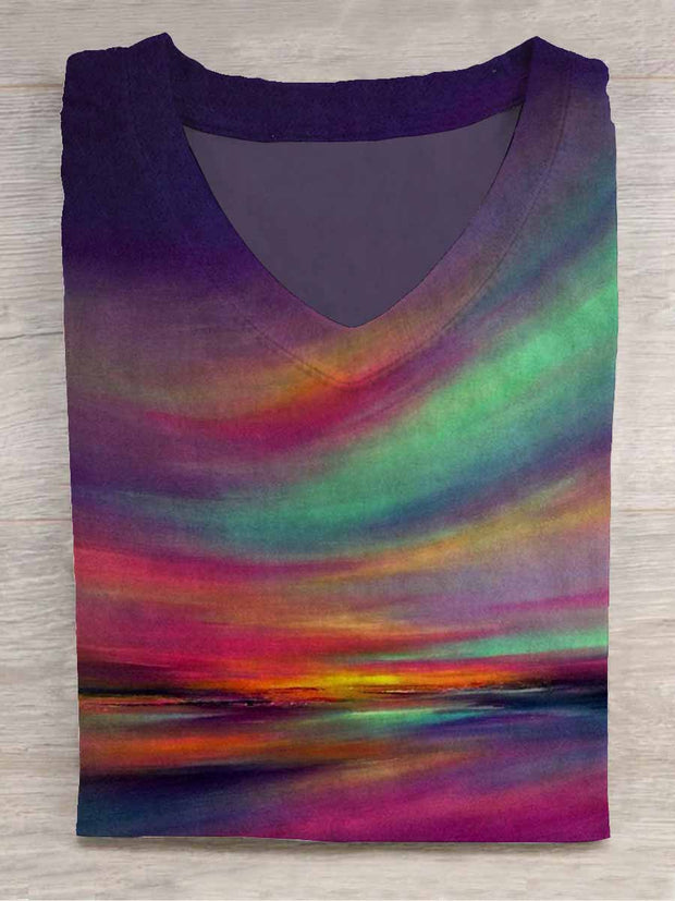 Unisex Purple Aurora Abstract Print Design T-Shirt