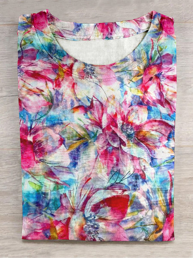 Unisex Oil Painting Flower Abstract Print Design T-Shirt