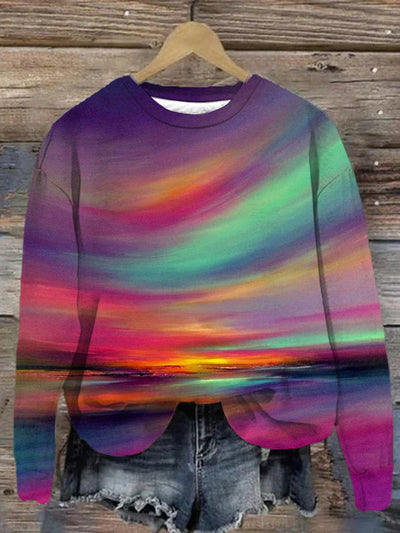Unisex Purple Aurora Abstract Print Design Sweatshirt