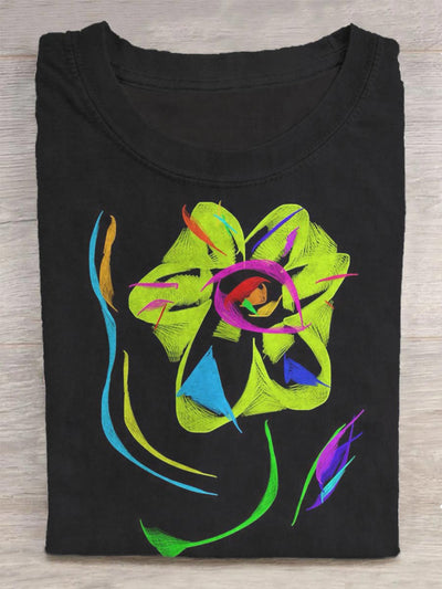 Unisex Neon Floral Abstract Print Design T-Shirt