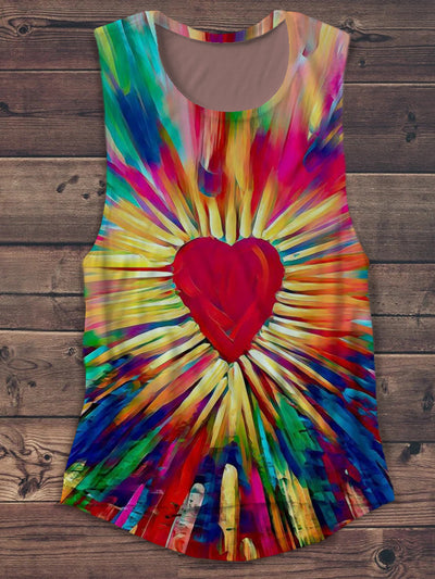 Unisex Sacred Heart of Christ Abstract Print Design Tank Top