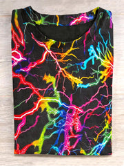 Unisex Colorful Lightning Abstract Print Design T-Shirt