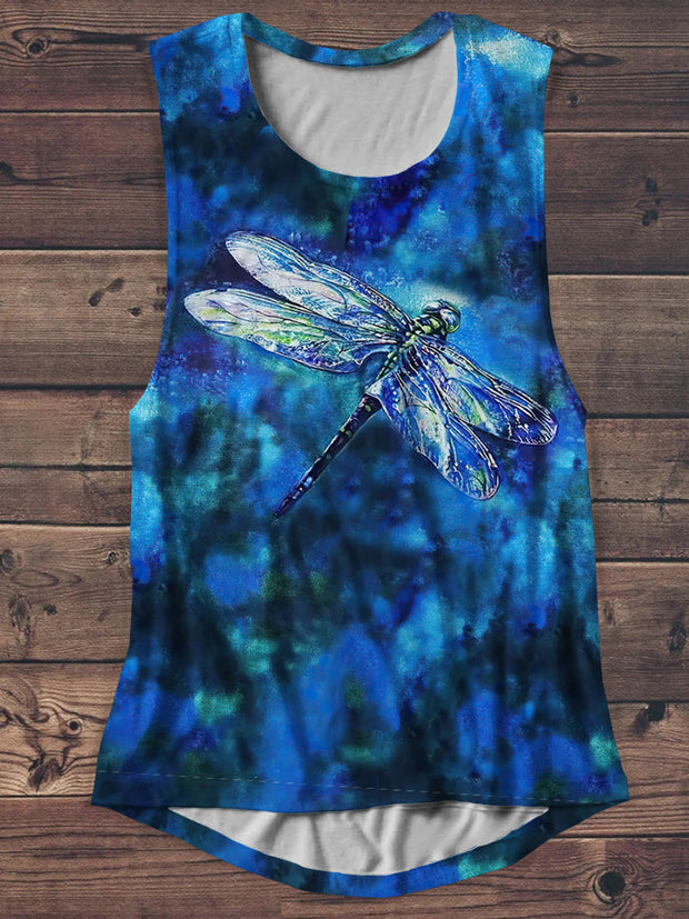 Unisex Dragonfly Colorful Art Print Casual Tank Top