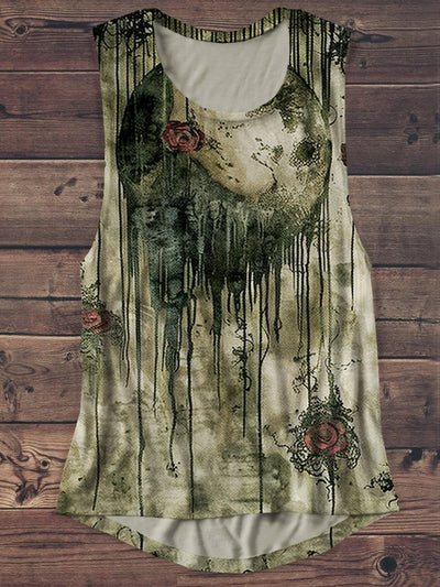 Unisex Flower And Moon Abstract Print Camisole Tank Top