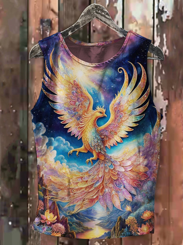 Colorful Bird Print Casual Sleeveless Vest