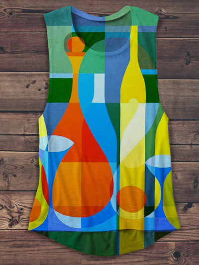 Unisex Geometric Colorful Bottle Art Print Casual Tank Top