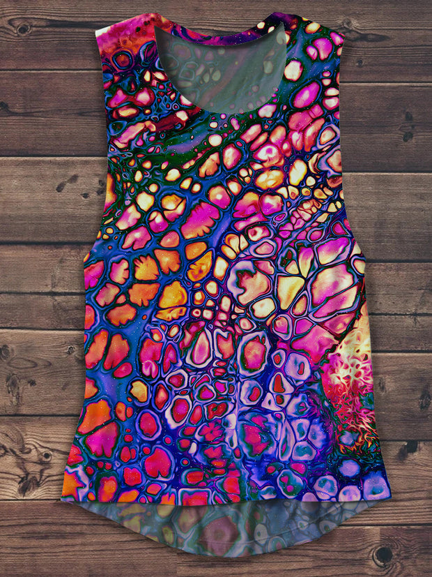 Unisex Flowing Abstract Color Art Print Casual Tank Top