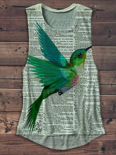 Unisex Hummingbird Art Print Lounge Tank Top