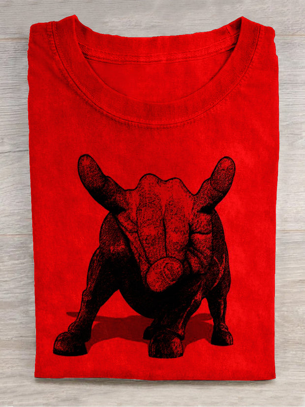 Unisex Rhino Abstract Art Print Short Sleeve Casual T-Shirt