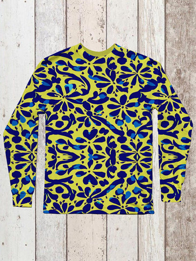 Floral Art Print Unisex Crew Neck Long Sleeve Casual T-Shirt