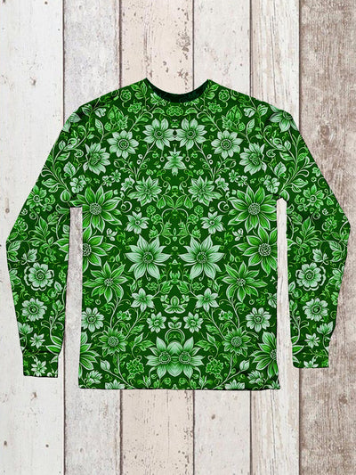 Unisex Floral Art Print Crew Neck Long Sleeve T-Shirt