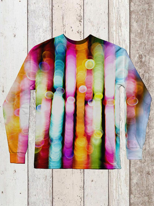 Neon Art Print Unisex Crew Neck Long Sleeve Casual T-Shirt