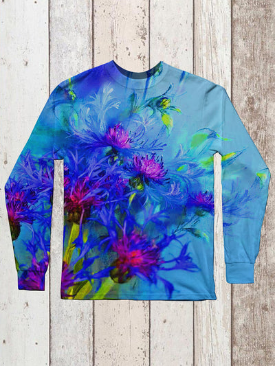 Dandelion Flower Art Print Unisex Round Neck Long Sleeve Casual T-Shirt