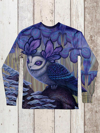 Owl Halloween Art Print Unisex Casual Long Sleeve T-Shirt