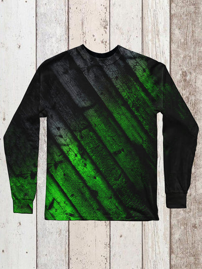 Vintage Colorful Woodgrain Pattern Art Print Unisex Casual Long Sleeve T-Shirt