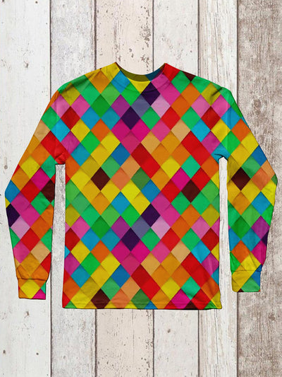 Retro Colorful Graphic Art Print Unisex Casual Long Sleeve T-Shirt