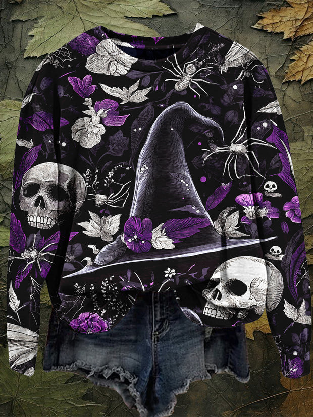 Witch Halloween Art Print Unisex Crew Neck Long Sleeve Sweatshirt