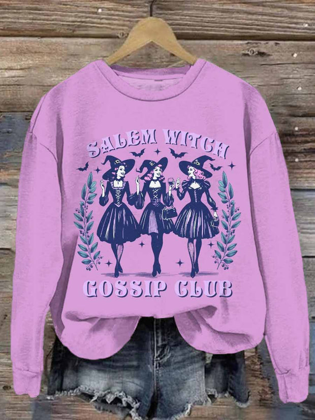 Unisex Halloween Witch Print Casual Sweatshirt